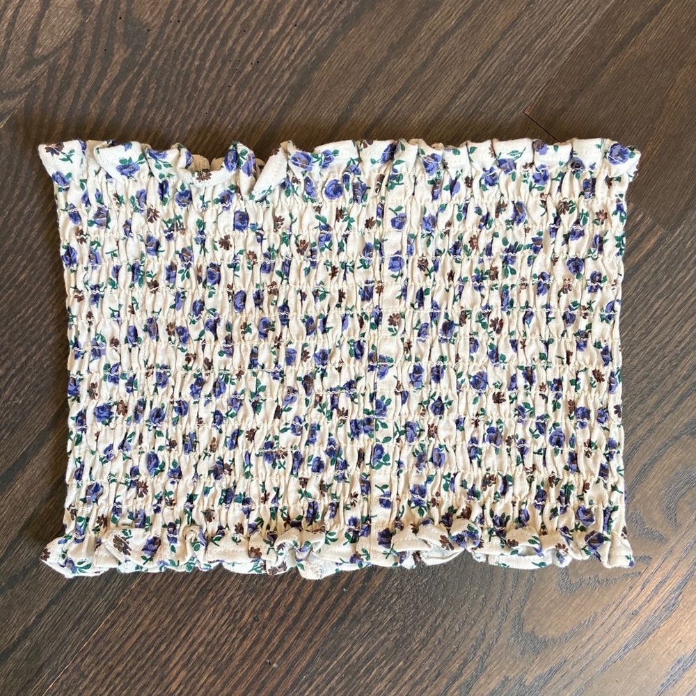 Floral ruffle tube top